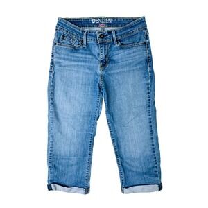 Denizen from Levis Womens Medium Wash Stretch Capri Jeans Cuffed Cropped Pants